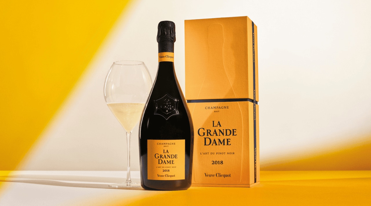 Veuve Clicquot different sizes of glasses of Champagne