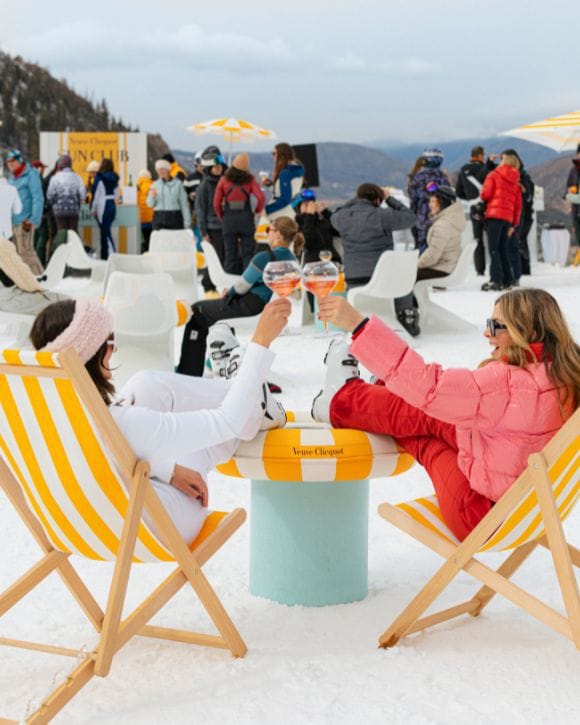 Veuve Clicquot RICH and a glass in the snow