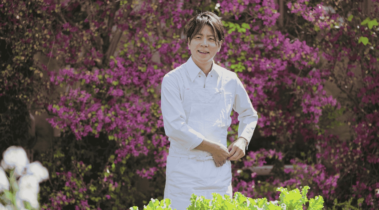 Kanji Kobayashi in his garden