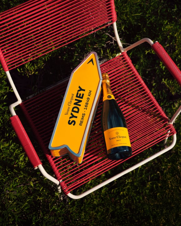  Veuve Clicquot champagne bottle and Arrow