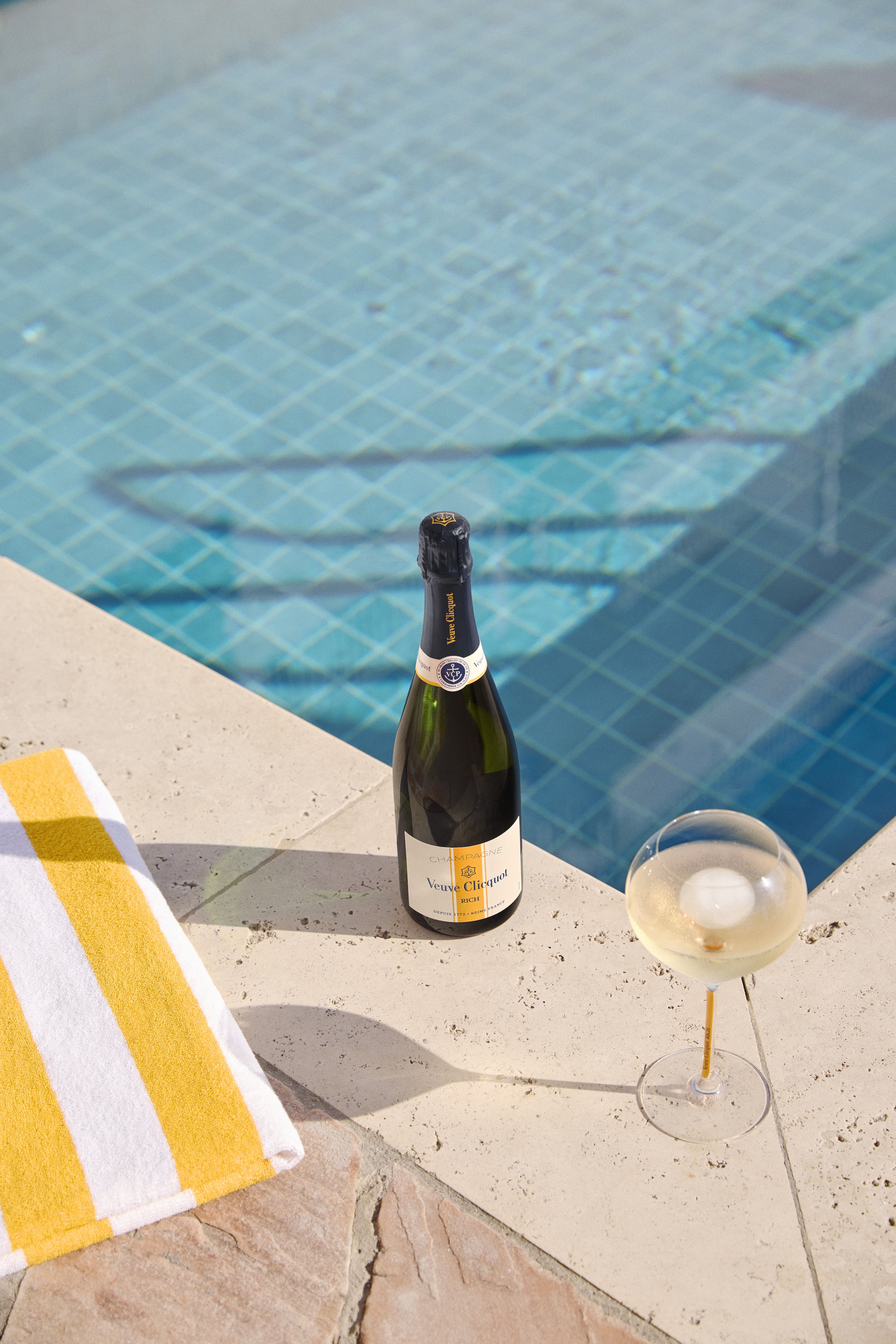 Veuve Clicquot RICH Blanc and a Glass of Champagne on Ice