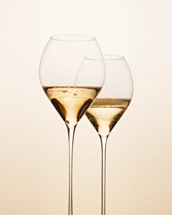 Two Glasses of Veuve Clicquot champagne