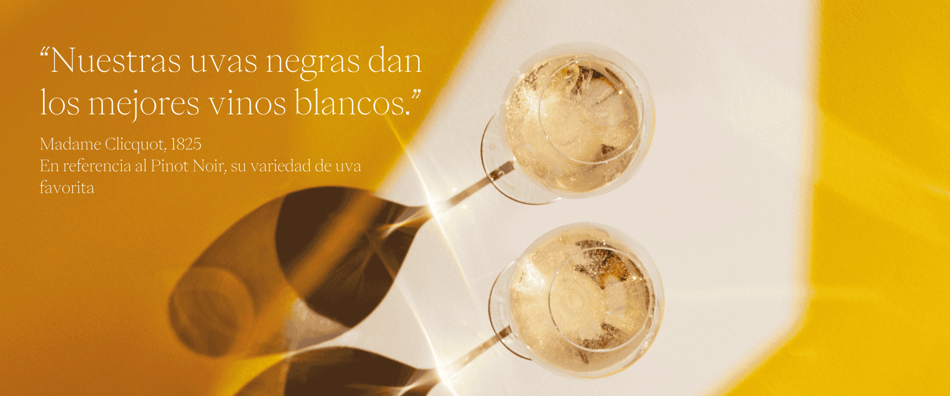 Madame Clicquot' Quote and two glasses of La Grande Dame 2018