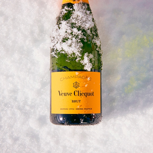 Bottle of Yellow Label in the snow
