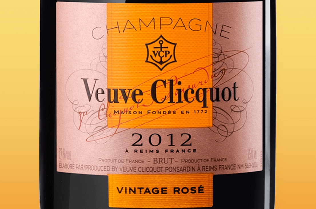Etiqueta de champagne Veuve Clicquot Vintage Rosé 2012