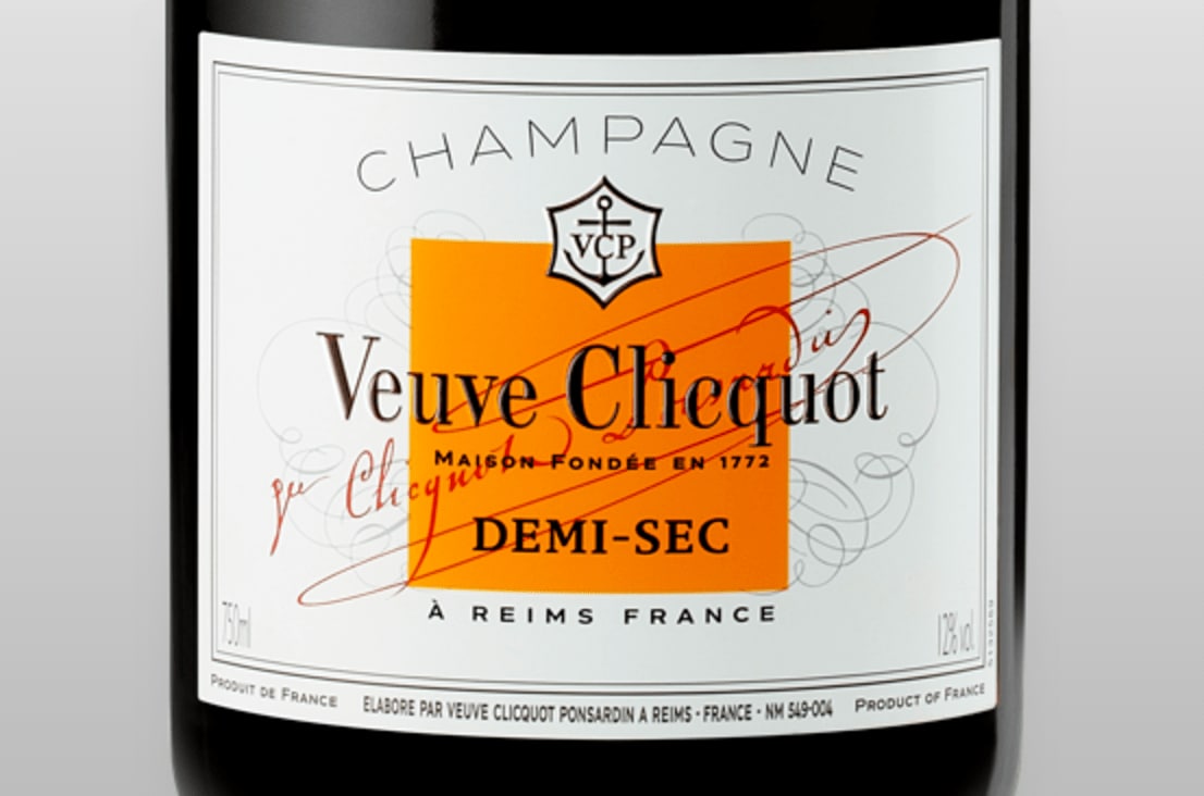 Etiqueta de champagne Veuve Clicquot Semiseco